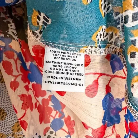 Collective Concepts Multicolor Color Block Floral Sheer Shirt - Picture 4 of 5